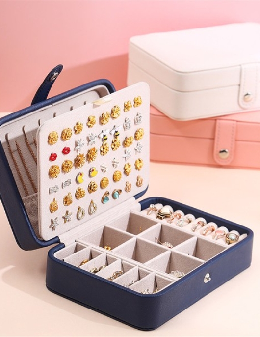 Kewendashiye Small Jewelry Box Organizer Portable Leather Jewelry Storage Bag Dressing Table Office Desk