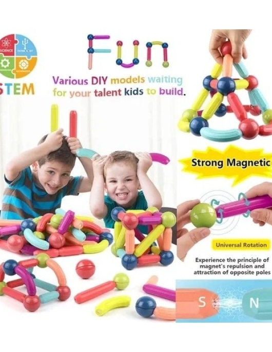 Liveasy 42 Pieces Large Size Magnetic Rod Building Blocks