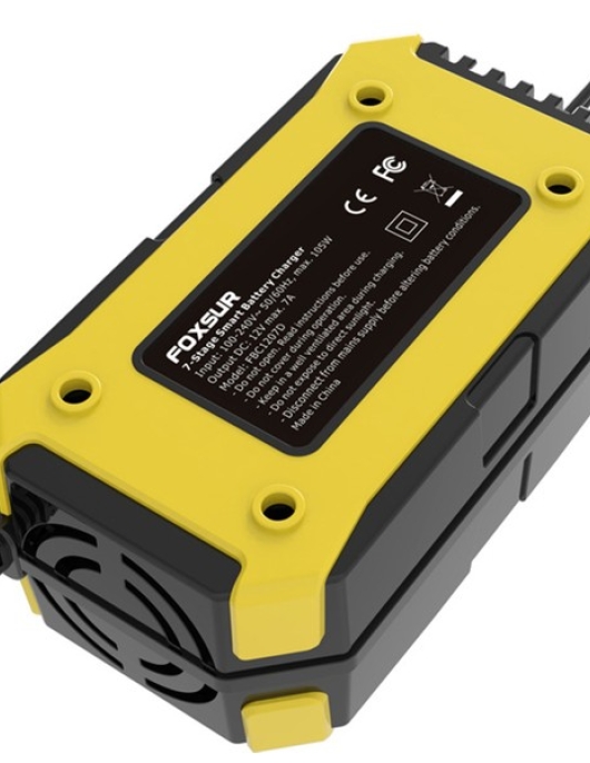 Sportauto 12V 7A Lead-Acid Vehicle Battery Charger - Black/Yellow