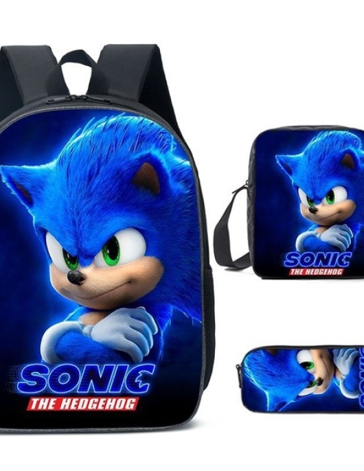 FIY 3 Piece Sonic Themed Student Backpack Set - Multi Color