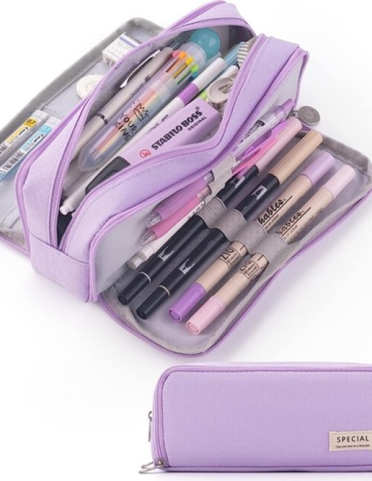 Dmxtop School Large Capacity Pencil Case 3 Compartment Pouch Pen Bag For Teenager Girls Boys