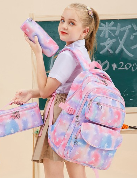 Douler Backpack Women First and Middle School Bag Printing Waterproof Backpack Cute Lunch Bag