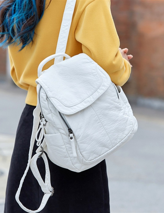 Woman sheep skin soft backpack