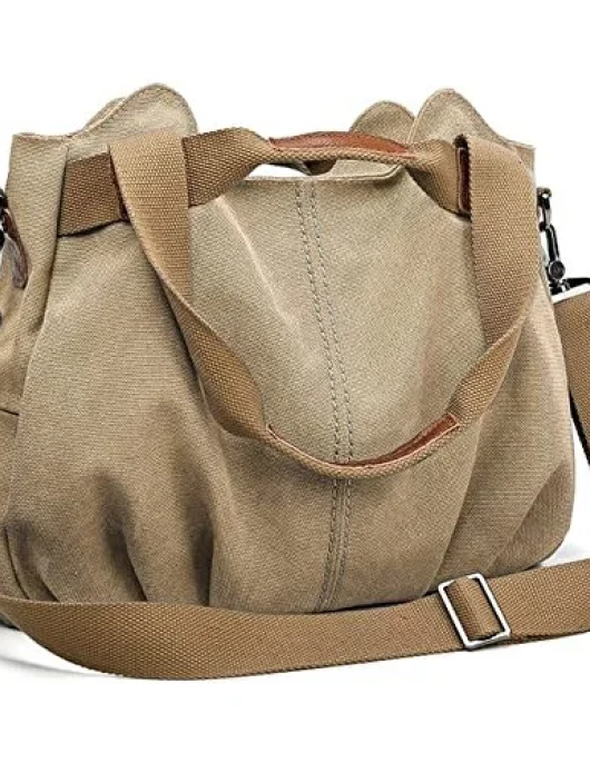 Woman Daily Vintage Canvas shoulder bag with top handle