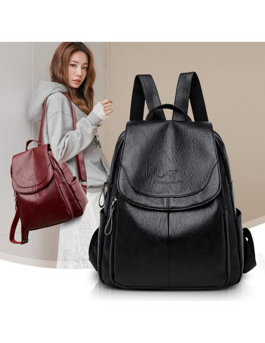 Soft leather backpack