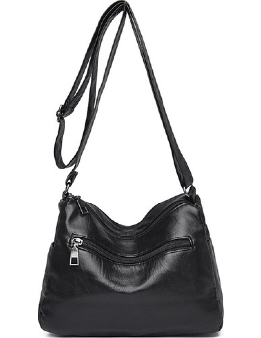 Soft leather large capacity female shoulder bag