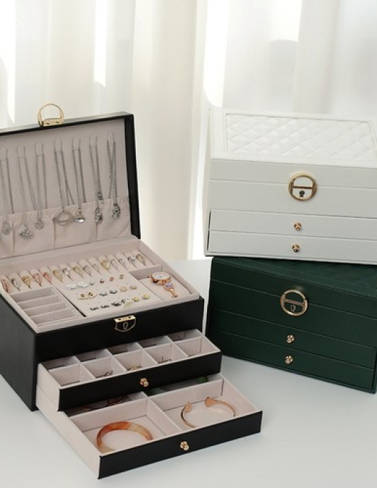 Locked three -layer multifunction jewelery box jewelry storage box ()