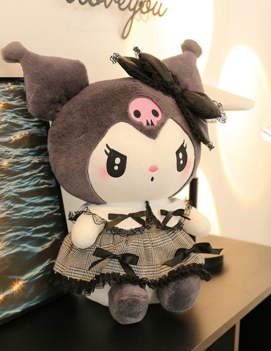 Beautifyy 40-80CM Dark Kuromi Plush Toy Doll Melody Pillow Bed Sleeping Doll Girlfriend Birthday Gift