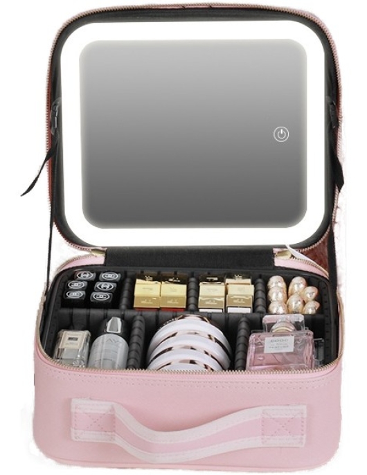 Yukun Large Capacity Cosmetic Bag with Mirror and Lightweight Portable Travel Storage Bag