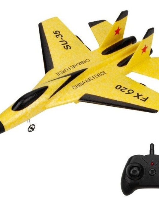 Hulv Su 35 Avion Rc Remote Control Airplane Controller Su-35 Fighter Model Airplane - Yellow