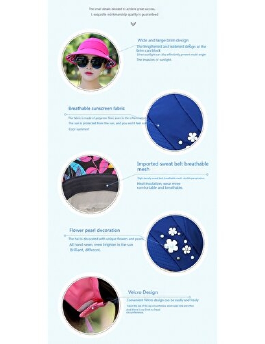 DLLOER FLOW FLOWER FOLKable Hat with Flower Pattern - Blue