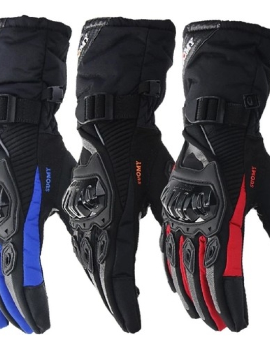 Motorcycle gloves waterproof windproof winter hot touch screen-red-l