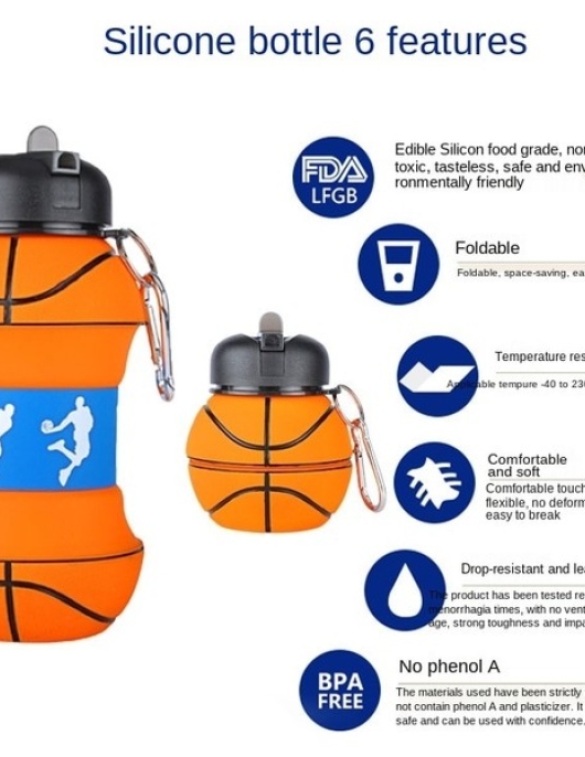 Dake 550ml Basketball Shaped Children's Water Bottle - Orange