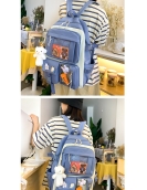 Backpack, handbag, five-piece set, lightweight, large-capacity, high school student, middle school student school bag, casual girl backpack