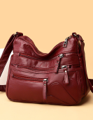 Soft leather large capacity female shoulder bag